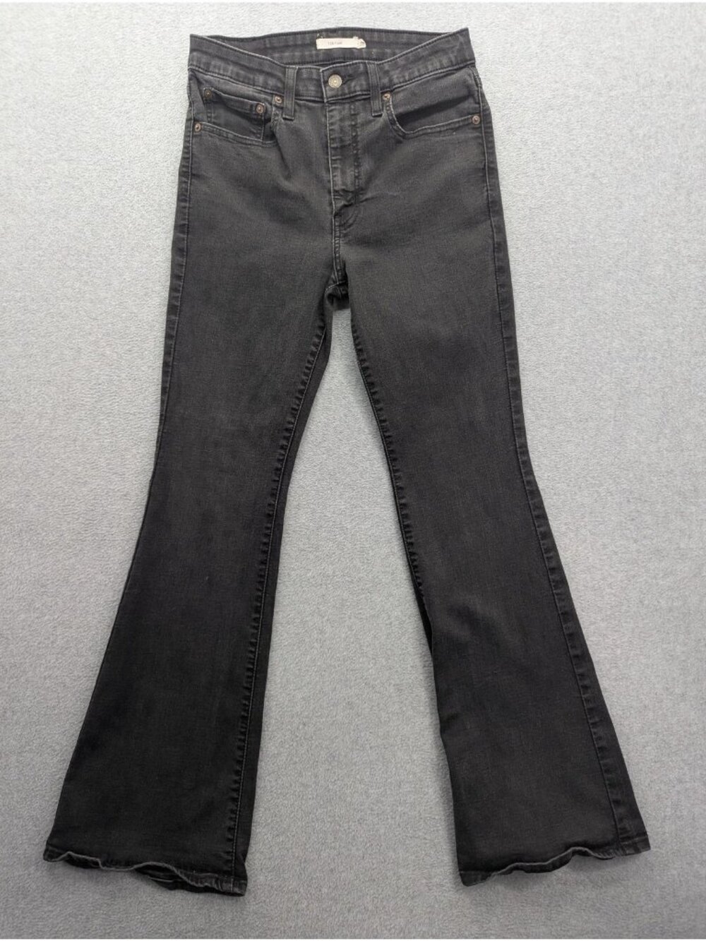 Levis 726 High Rise Flare Jeans Womens 30x32 Charcoal Wash Slim Stretch Denim